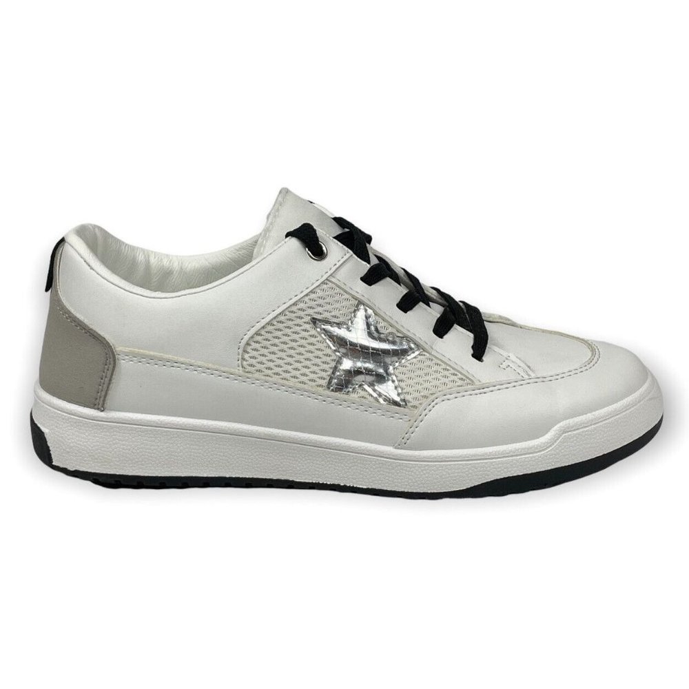 Perla White Sneaker Leather Chrome Star Low Top Vintage Havana Sz9